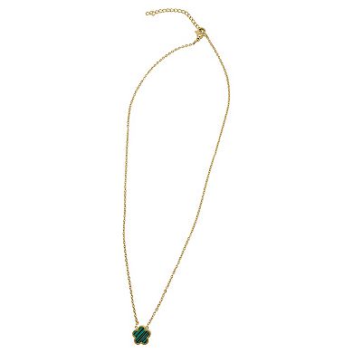 Adornia 14k Gold Plated Green Mother-of-Pearl Clover Pendant Necklace