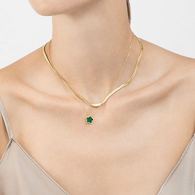 Adornia 14k Gold Plated Green Mother-of-Pearl Clover Pendant Necklace