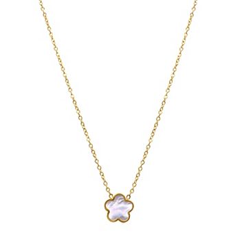 Adornia 14k Gold Plated White Mother-of-Pearl Clover Pendant Necklace