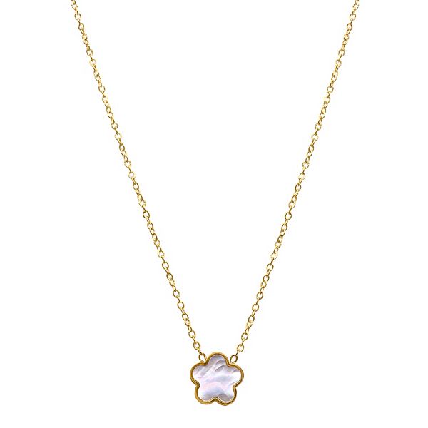 Adornia Flower Mother of Pearl Necklace gold pink – ADORNIA