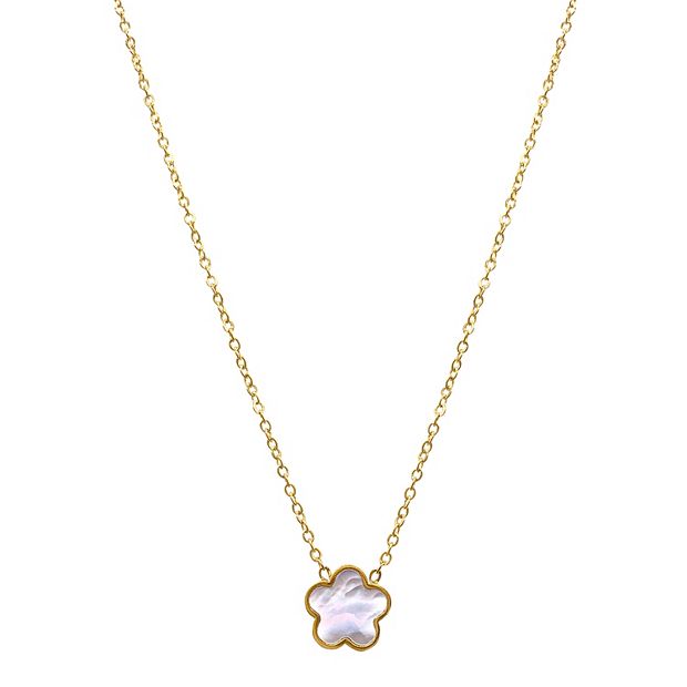 14K Gold Medium Mother-of-Pearl Clover Necklace