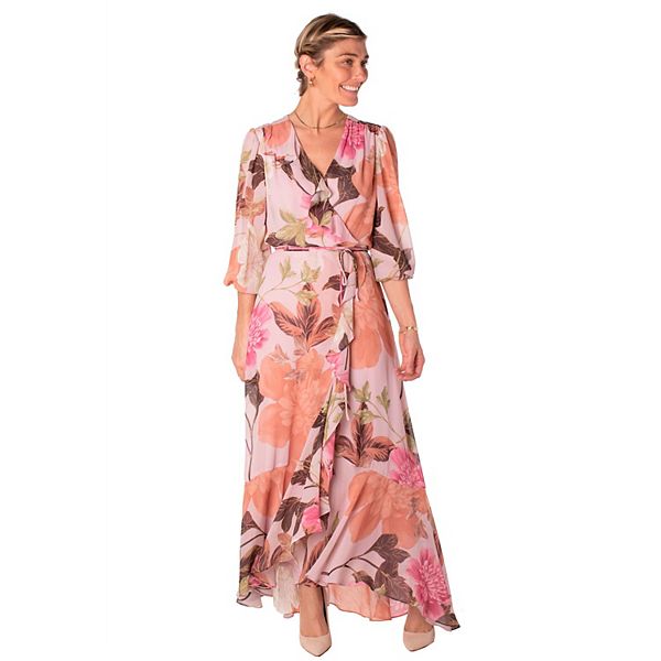 Women's Maison Tara Floral Ruffle Front Maxi Dress