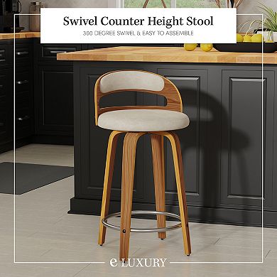 Faux Leather Channel Tufting Bar Stool