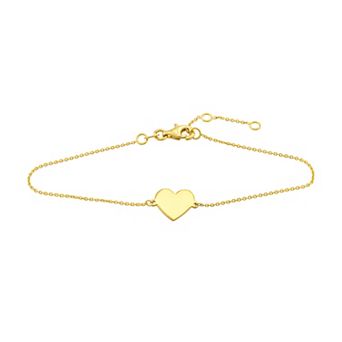 Color Romance 14k Gold Flat Heart Bracelet