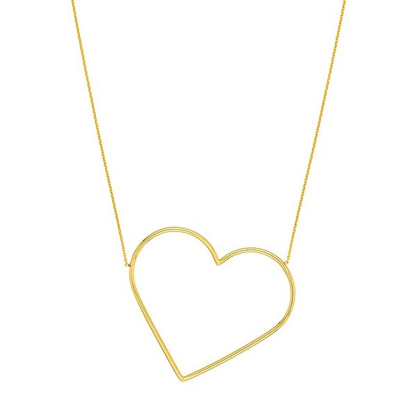 14k Gold Extra Large Open Heart Necklace