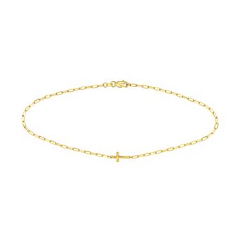Color Romance 14k Gold Cross Anklet