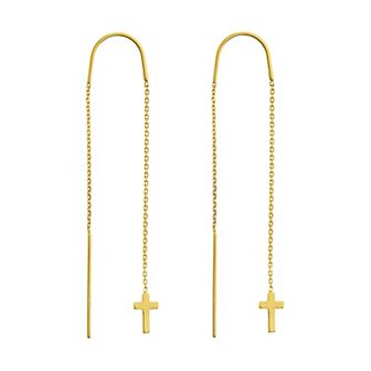 Color Romance 14k Gold Cross Threader Earrings
