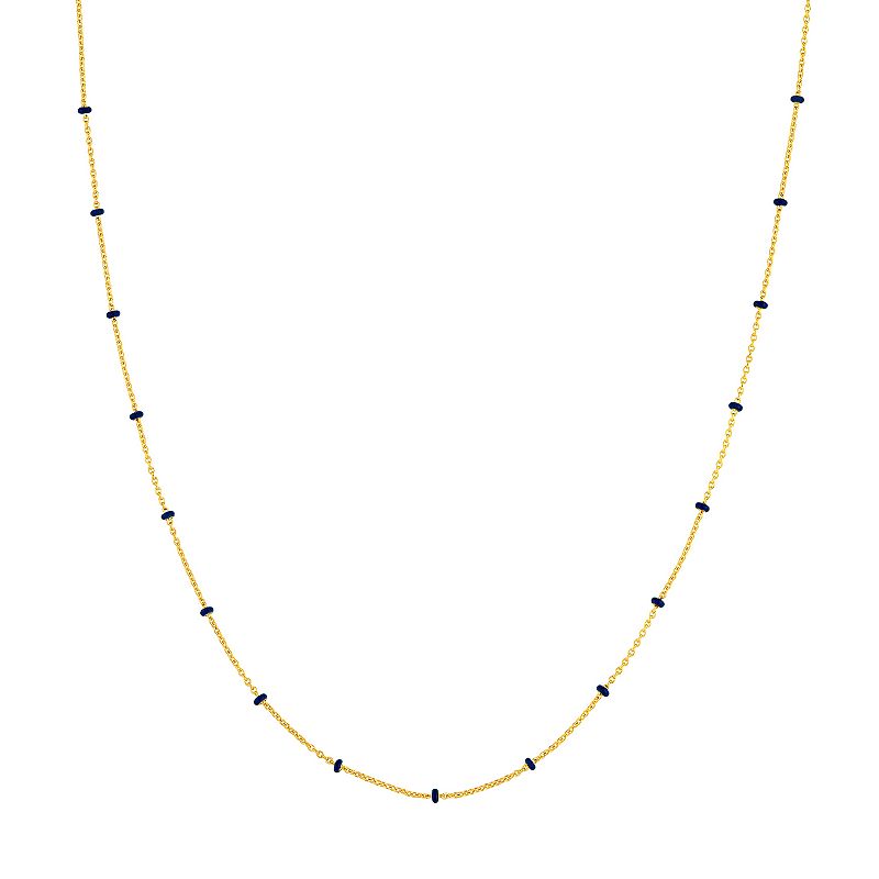 Color Romance 14k Gold Navy Enamel Saturn Chain Necklace, Womens, Size: 1