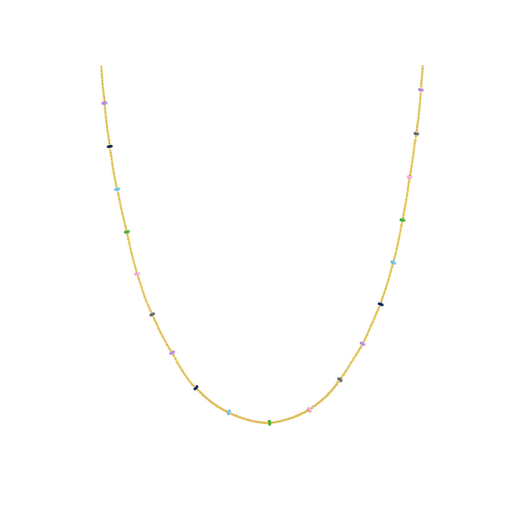 Color Romance 14k Gold Enamel Color Accent Saturn Chain Necklace, Womens,