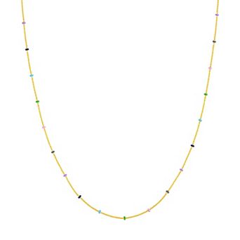 Color Romance 14k Gold Enamel Color Accent Saturn Chain Necklace