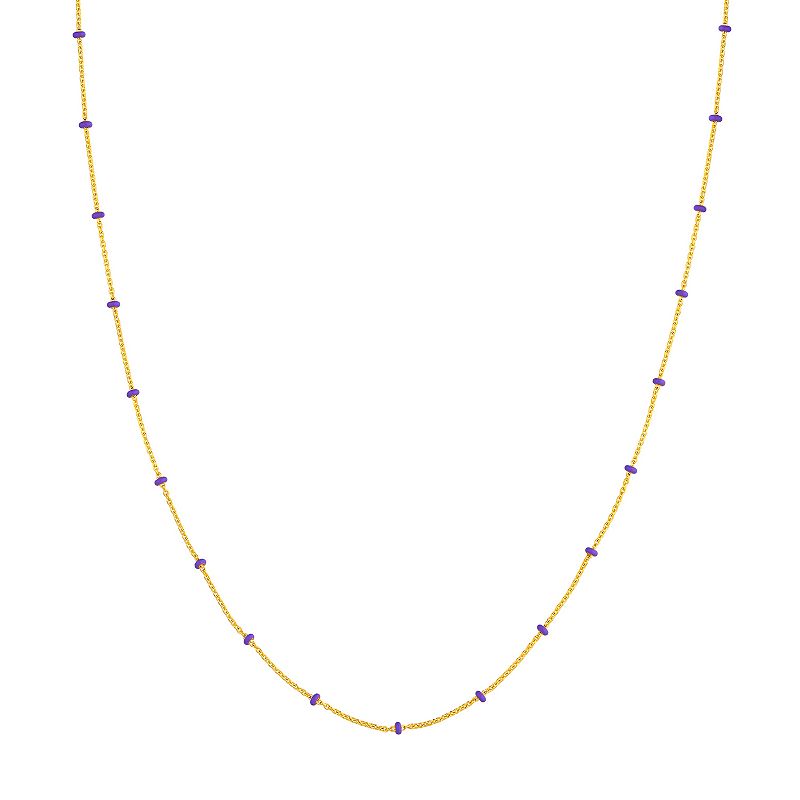 Color Romance 14k Gold Purple Enamel Saturn Chain Necklace, Womens, Size: