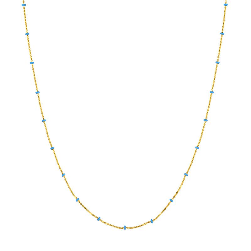 Color Romance 14k Gold Light Blue Enamel Saturn Chain Necklace, Womens, S