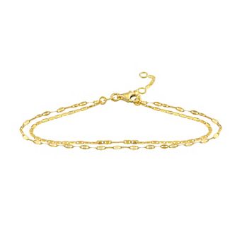 Color Romance 14k Gold Mixed Chain Double Strand Bracelet