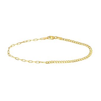 Color Romance 14k Gold Paper Clip & Curb Chain Bracelet