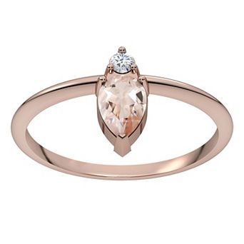 10k Rose Gold Morganite & Diamond Accent Ring