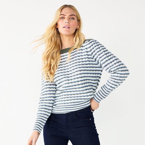 Women's Nine West Boatneck Stripe Stitch Sweater