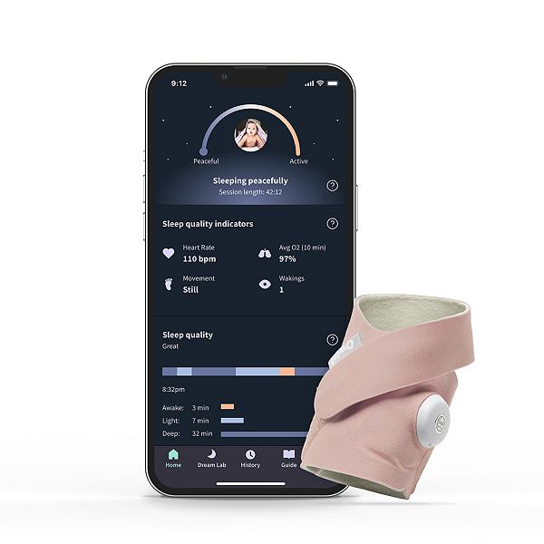 Owlet Dream Sock - FDA-Cleared Smart Baby Monitor with Live Health Readings and Notifications - Dusty Rose