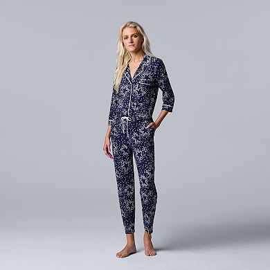 Women's Simply Vera Vera Wang 3/4 Sleeve Pajama Shirt & Cropped Pajama Pants Sleep Set