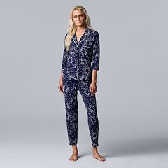 Simply Vera Womens Black Houndstooth Fleece Pajamas Button Up Sleepwear Set  XL 