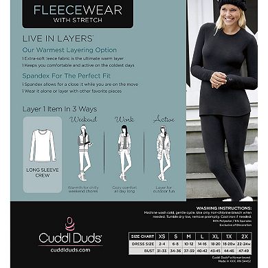 Women's Cuddl Duds® Fleecewear with Stretch Long Sleeve Crewneck Top