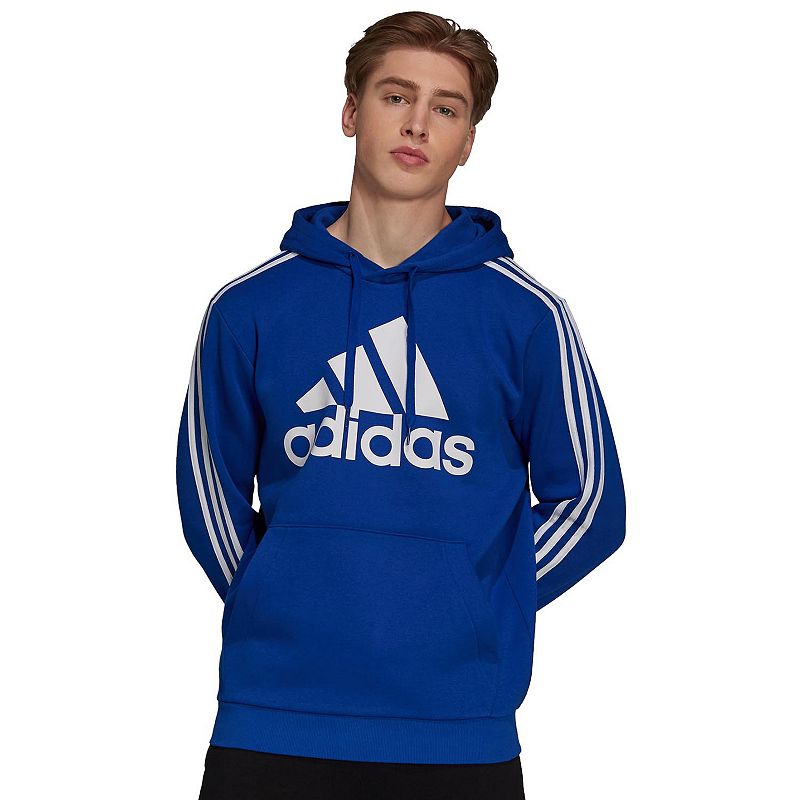 UPC 194829000126 product image for Men's adidas Essential Big Logo Fleece Hoodie, Size: Large, Blue | upcitemdb.com