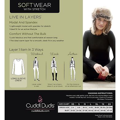 Women's Cuddl Duds® Softwear with Stretch Long Sleeve Crewneck Top
