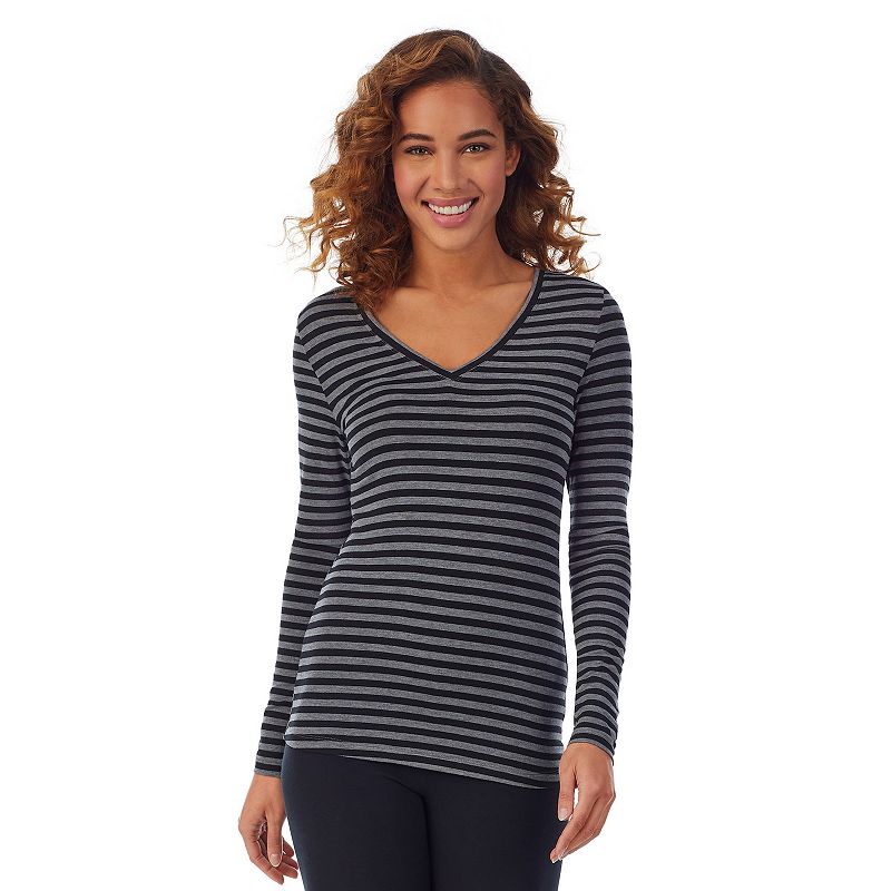 Womens Cuddl Duds Softwear with Stretch Long Sleeve V-Neck Top, Size: XS, 