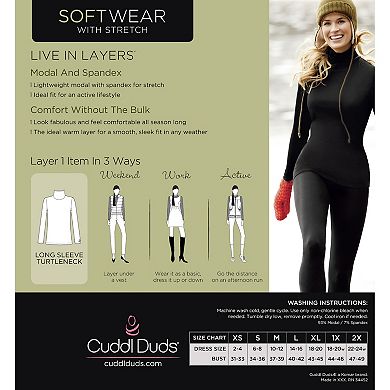 Women's Cuddl Duds® Softwear With Stretch Long Sleeve Turtleneck
