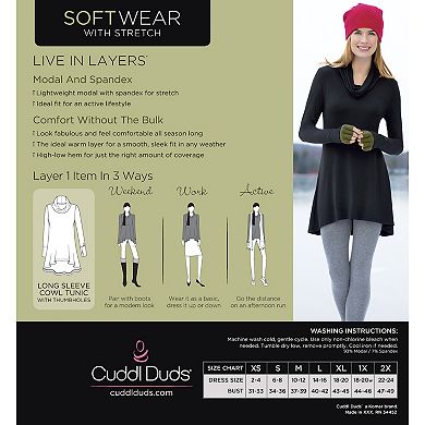 Women's Cuddl Duds® Softwear with Stretch Long Sleeve Cowlneck Tunic Top