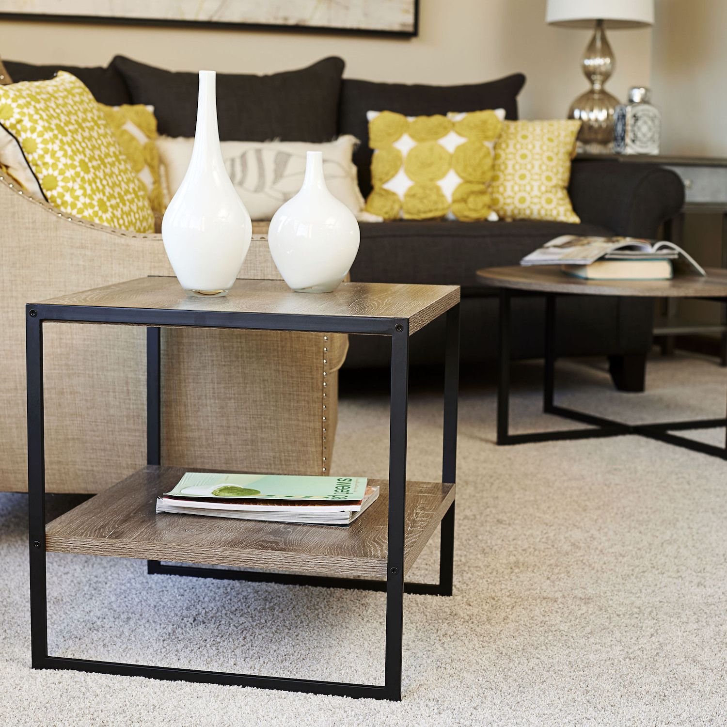 Ashwood low square end table in living room setting