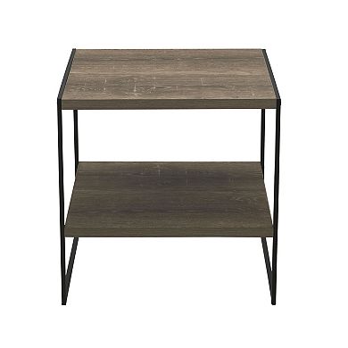 Household Essentials Ashwood Low Square End Table