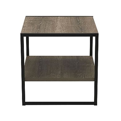 Household Essentials Ashwood Low Square End Table