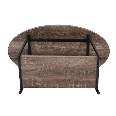 Household Essentials Ashwood Oval 2-Tier Coffee Table
