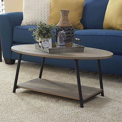 Household Essentials Ashwood Oval 2-Tier Coffee Table