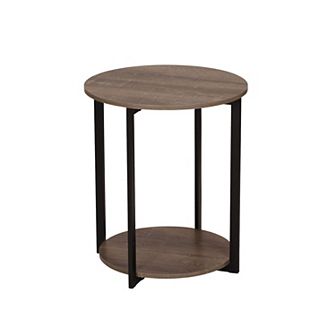 Household Essentials Ashwood Round 2 tier Side Table