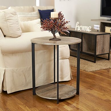 Household Essentials Ashwood Round 2-Tier Side Table