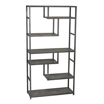Household Essentials Faux-Concrete Tall Open-Shelf Bookcase
