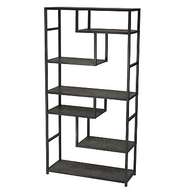 Household Essentials Faux-Concrete Tall Open-Shelf Bookcase