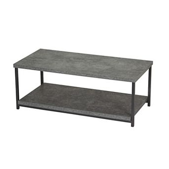 Household Essentials Faux-Concrete Rectangular 2 tier Coffee Table