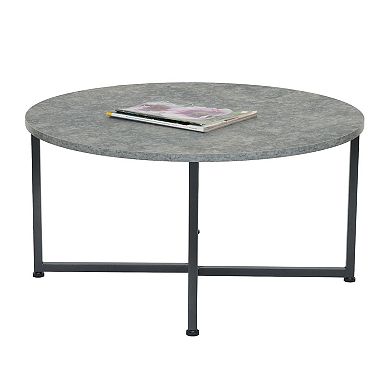 Household Essentials Faux-Concrete Round Coffee Table