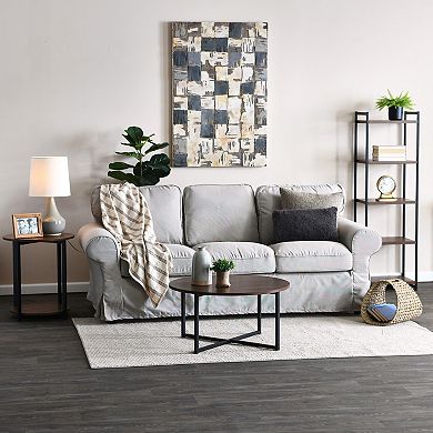 Household Essentials Faux-Concrete Round Coffee Table