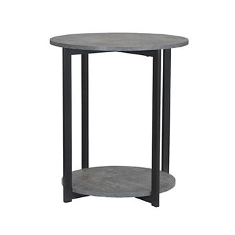 Household Essentials Faux-Concrete 2 tier Round End Table