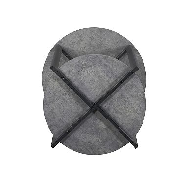 Household Essentials Faux-Concrete 2-Tier Round End Table