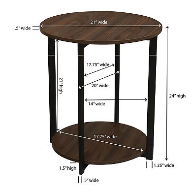 Household Essentials Faux-Concrete 2-Tier Round End Table