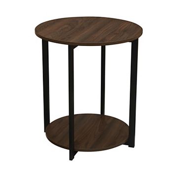 Household Essentials Faux-Concrete 2 tier Round End Table