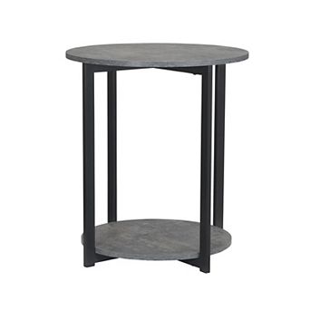 Household Essentials Faux-Concrete 2 tier Round End Table