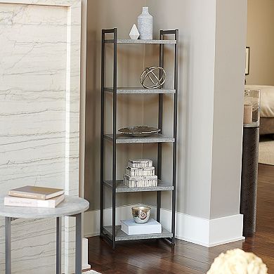 Household Essentials Faux-Concrete 5-Shelf Storage Tower