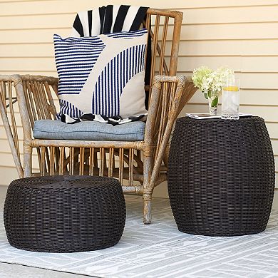 Household Essentials Resin Wicker Barrel Basket Side Table