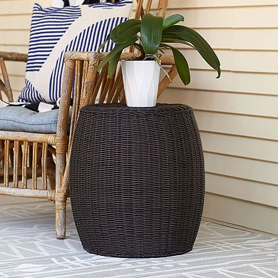 Household Essentials Resin Wicker Barrel Basket Side Table