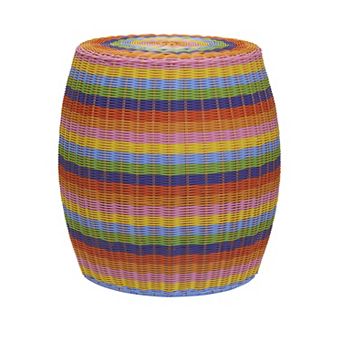 Household Essentials Resin Wicker Barrel Basket Side Table